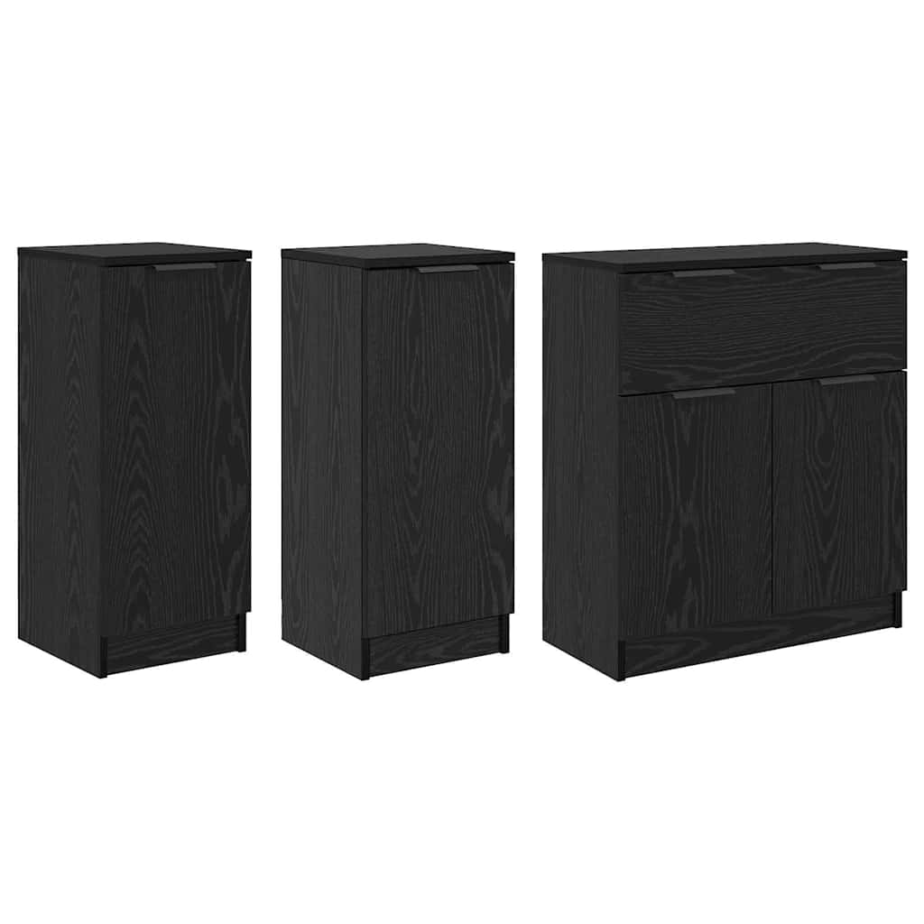 Buffet avec tiroir 3 pcs Chêne noir Bois d'ingénierie - XIOS