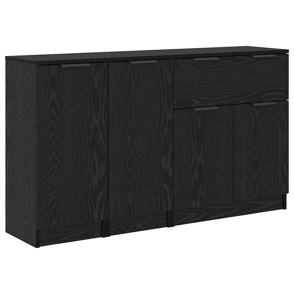 Buffet avec tiroir 3 pcs Chêne noir Bois d'ingénierie - XIOS