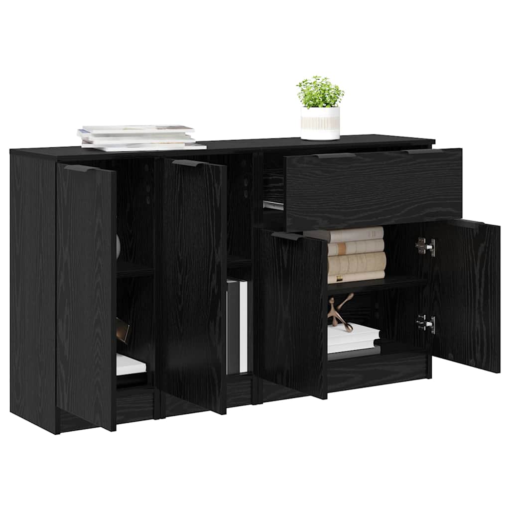 Buffet avec tiroir 3 pcs Chêne noir Bois d'ingénierie - XIOS