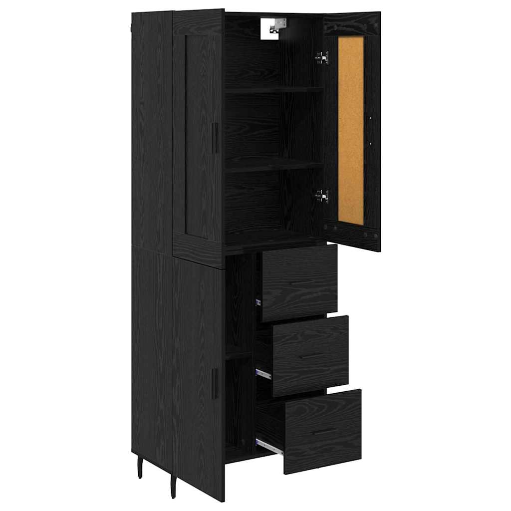 Haut Armoire avec tiroir 2 pcs Chêne noir Bois d'ingénierie - XIOS