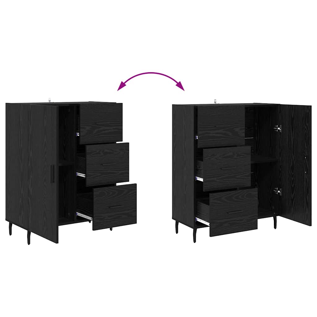 Haut Armoire avec tiroir 2 pcs Chêne noir Bois d'ingénierie - XIOS