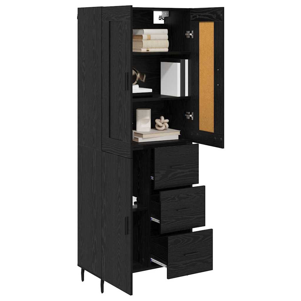 Haut Armoire avec tiroir 2 pcs Chêne noir Bois d'ingénierie - XIOS