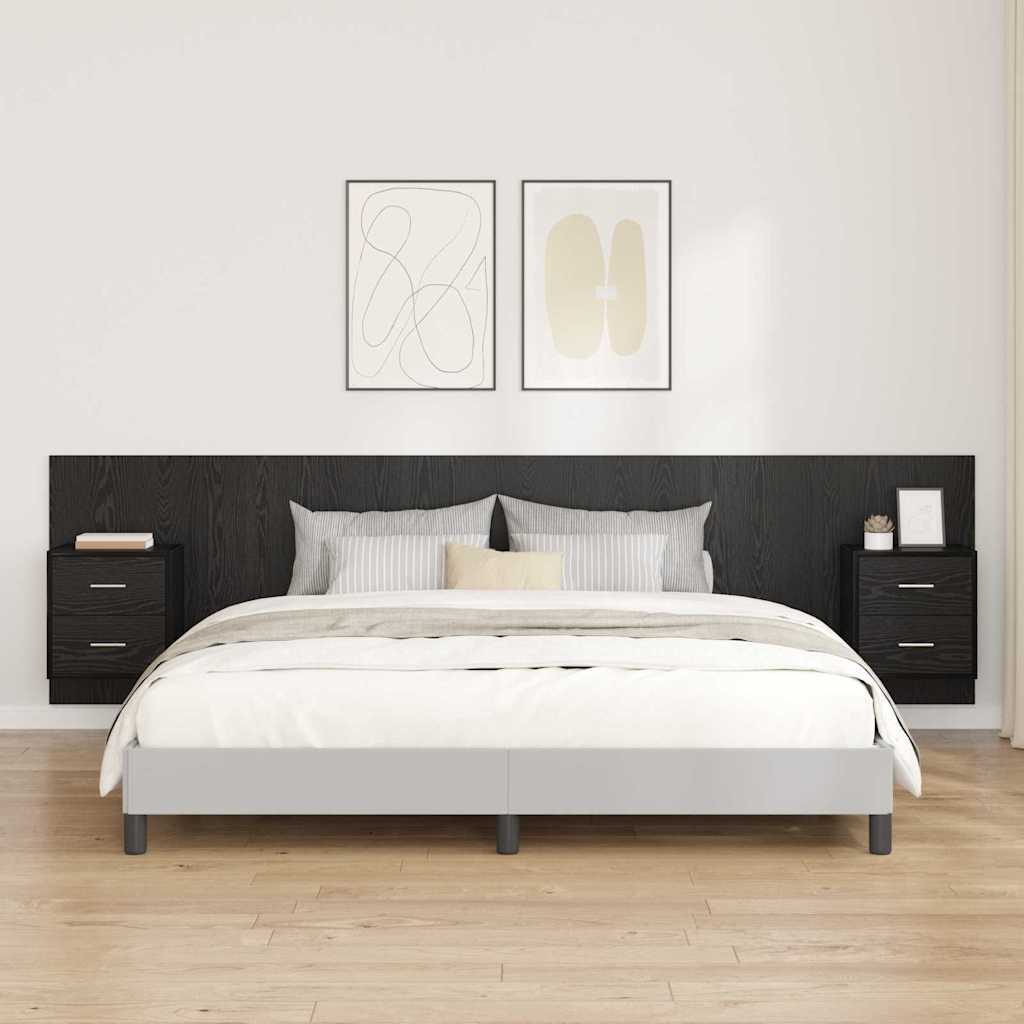 Tête de lit avec armoire 3 pcs Chêne noir Bois d'ingénierie - XIOS