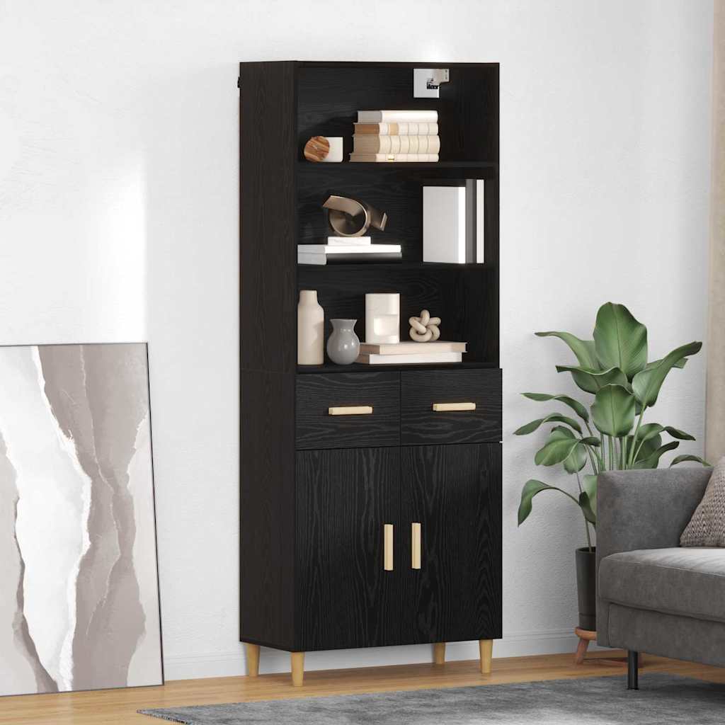 Haut Armoire Montage mural 2 pcs Chêne noir 69,5 x 34 x 180 cm - XIOS