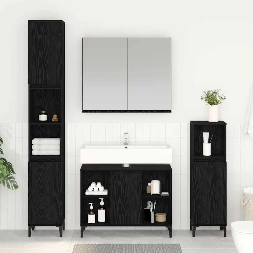 Ensemble de mobilier de salle de bain 3 pièces Chêne noir - XIOS
