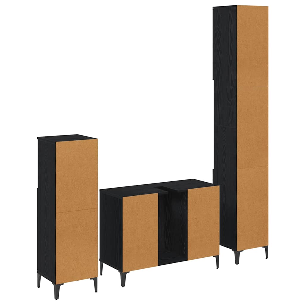 Ensemble de mobilier de salle de bain 3 pièces Chêne noir