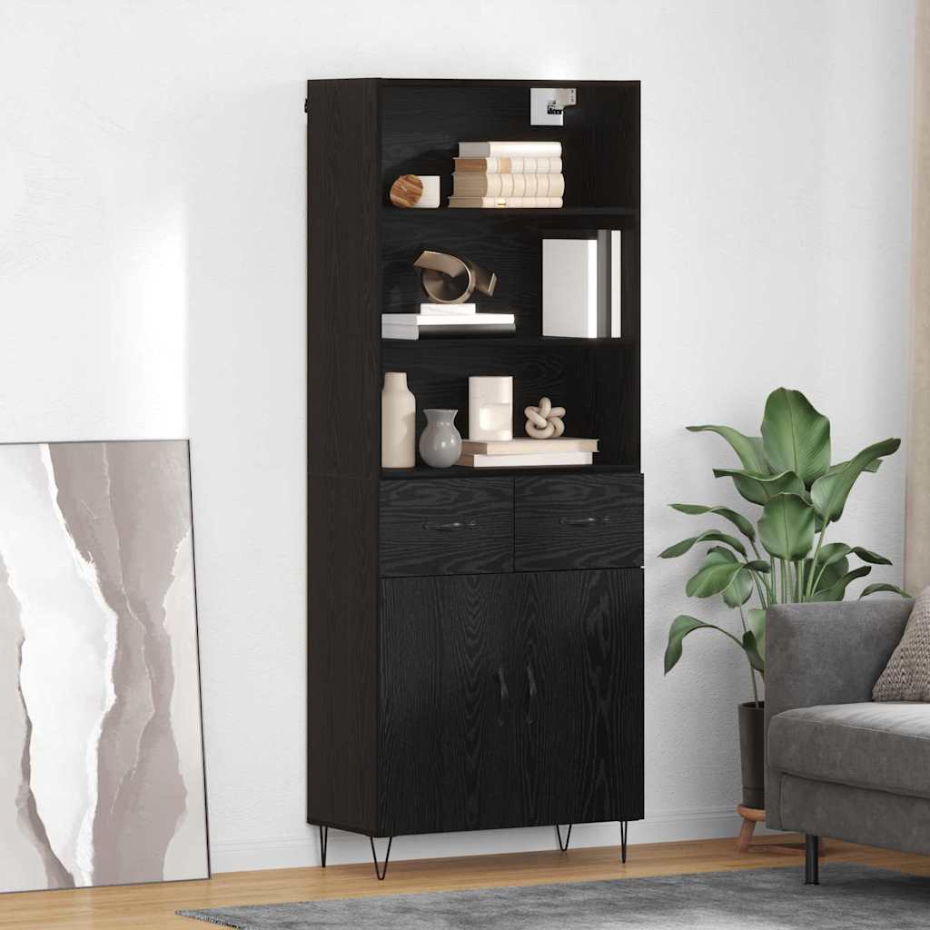 Haut Armoire Montage mural 2 pcs Chêne noir Bois d'ingénierie - XIOS