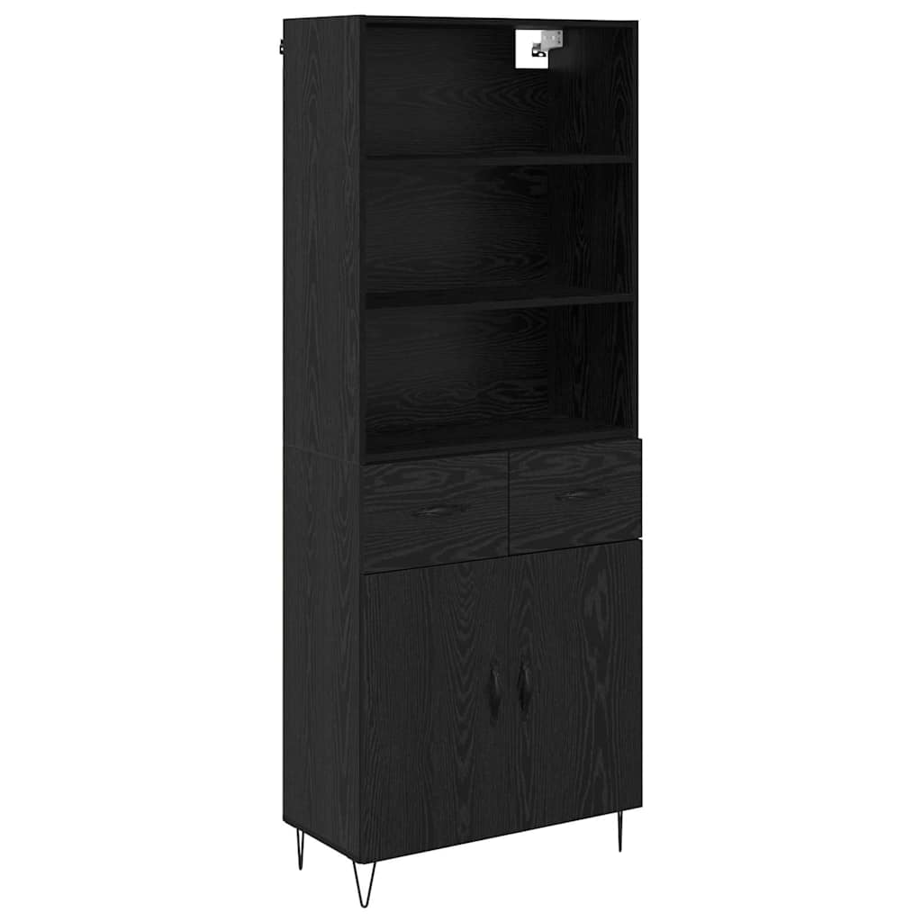 Haut Armoire Montage mural 2 pcs Chêne noir Bois d'ingénierie - XIOS