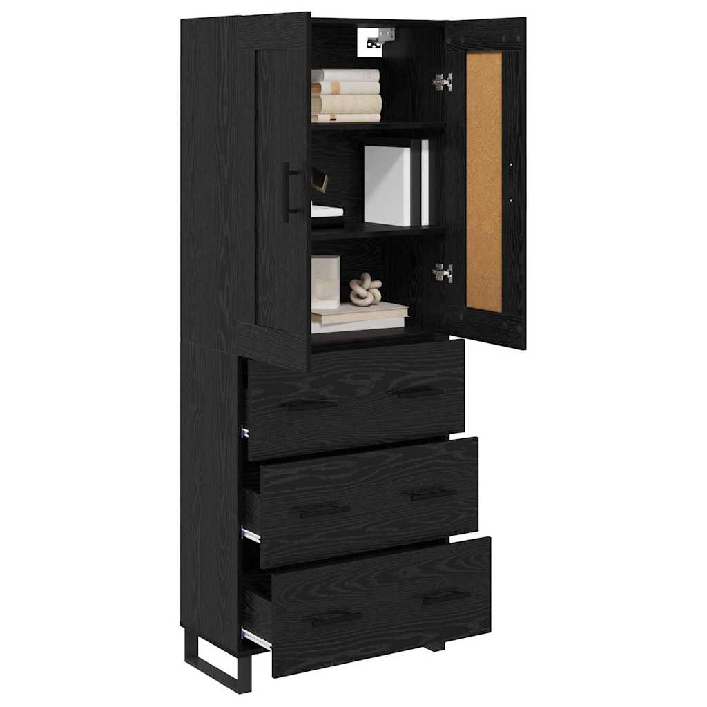 Haut Armoire Montage mural 2 pcs Chêne noir Bois d'ingénierie - XIOS