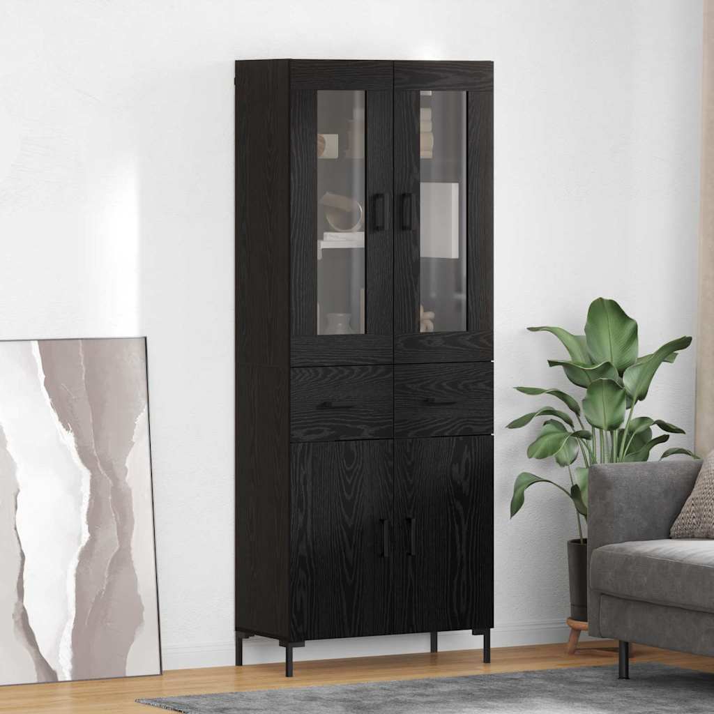 Haut Armoire avec tiroir 2 pcs Chêne noir Bois d'ingénierie - XIOS