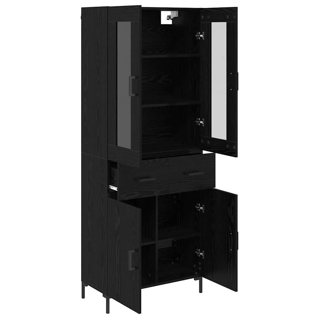 Haut Armoire avec tiroir 2 pcs Chêne noir Bois d'ingénierie - XIOS