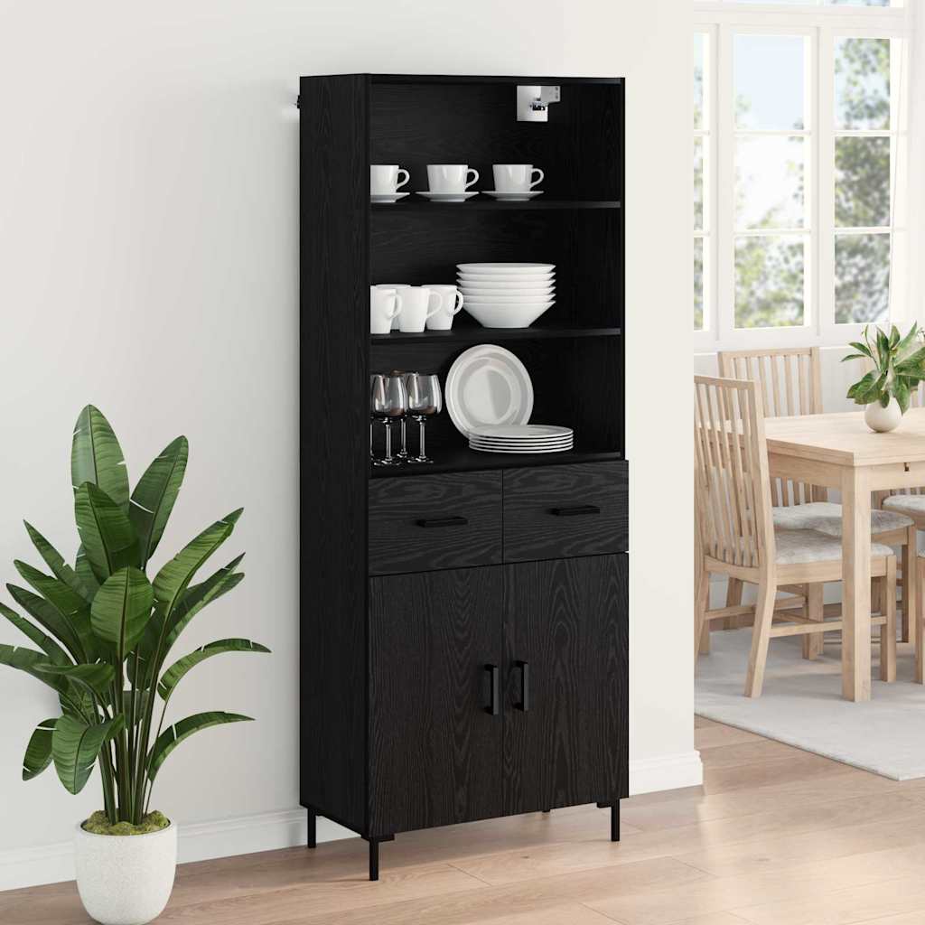 Haut Armoire Montage mural 2 pcs Chêne noir Bois d'ingénierie - XIOS