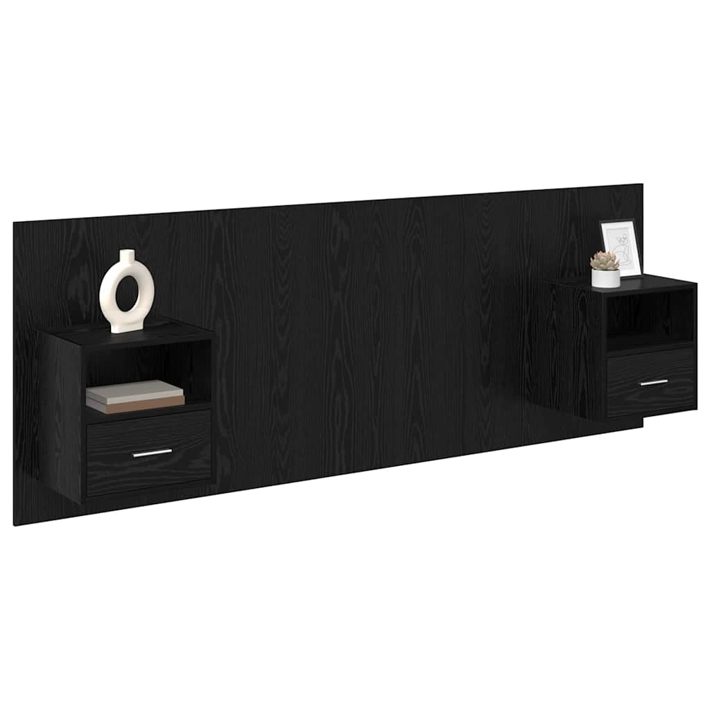 Tête de lit avec armoire 3 pcs Chêne noir Bois d'ingénierie - XIOS