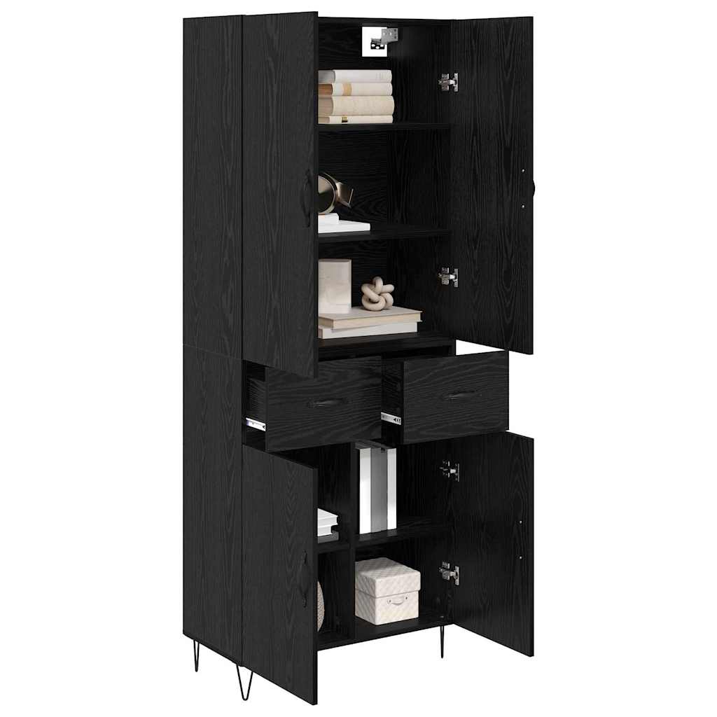 Haut Armoire Montage mural 2 pcs Chêne noir Bois d'ingénierie - XIOS
