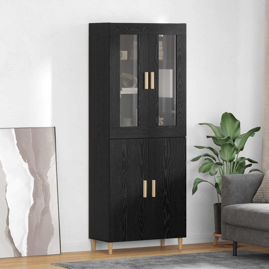 Haut Armoire Montage mural 2 pcs Chêne noir Bois d'ingénierie - XIOS