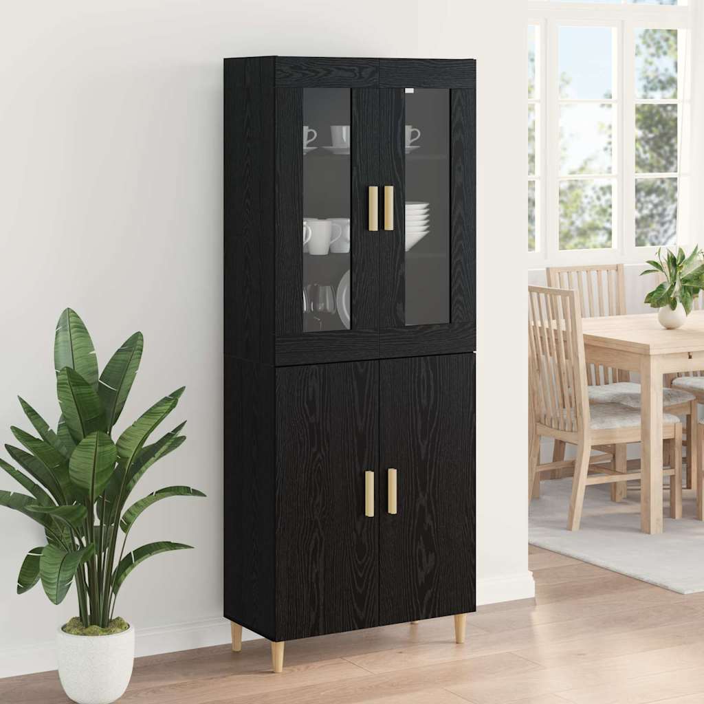 Haut Armoire Montage mural 2 pcs Chêne noir Bois d'ingénierie - XIOS