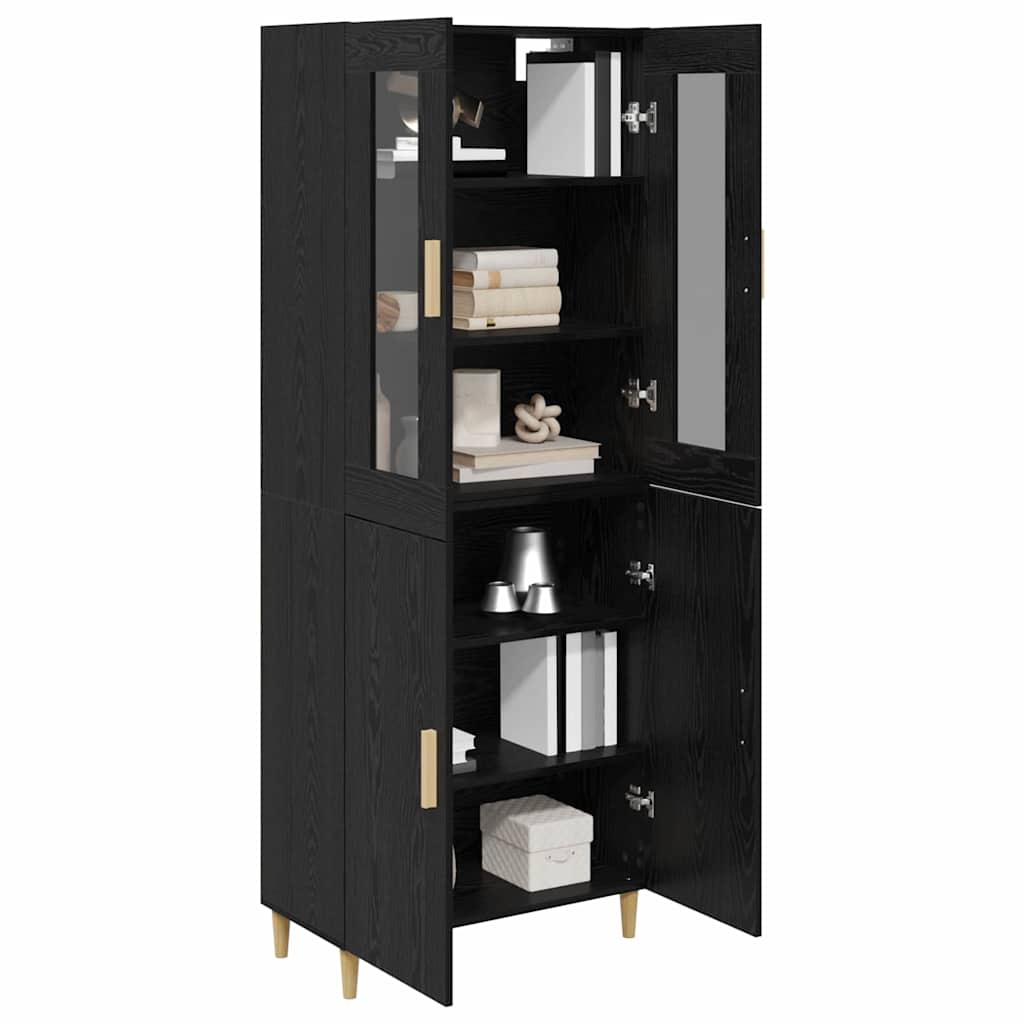 Haut Armoire Montage mural 2 pcs Chêne noir Bois d'ingénierie - XIOS