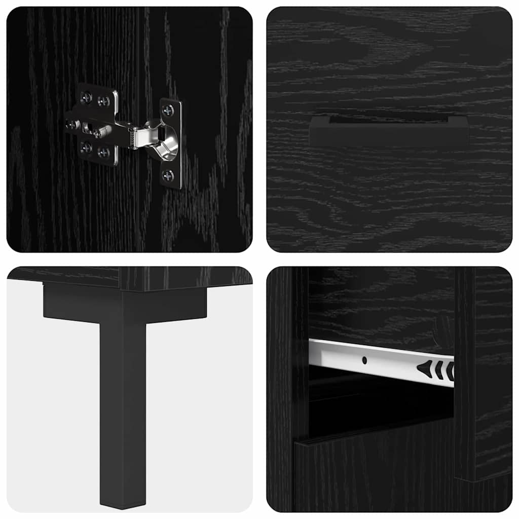 Haut Armoire 2 pc Chêne noir 69,5 x 34 x 180 cm