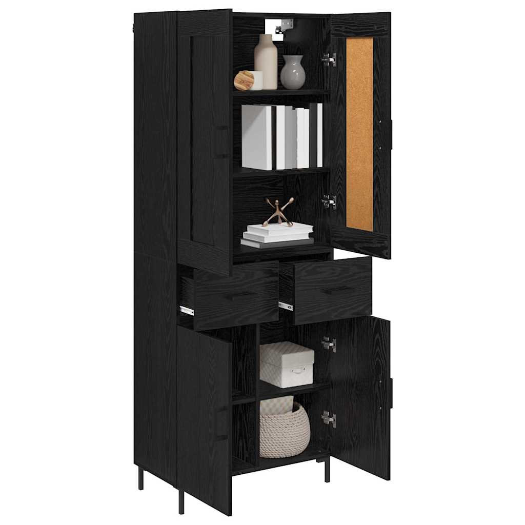 Haut Armoire 2 pc Chêne noir 69,5 x 34 x 180 cm