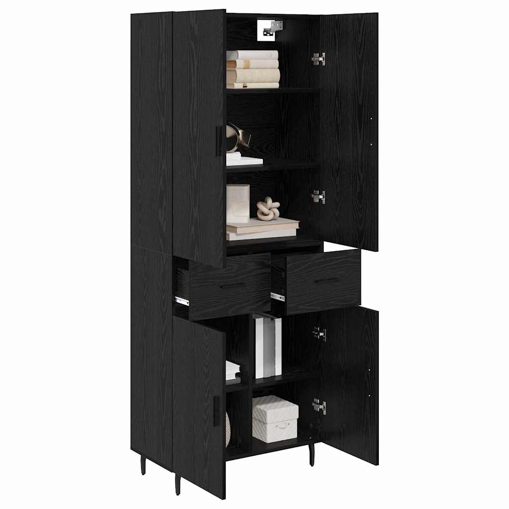 Haut Armoire Montage mural 2 pcs Chêne noir 69,5 x 34 x 180 cm - XIOS