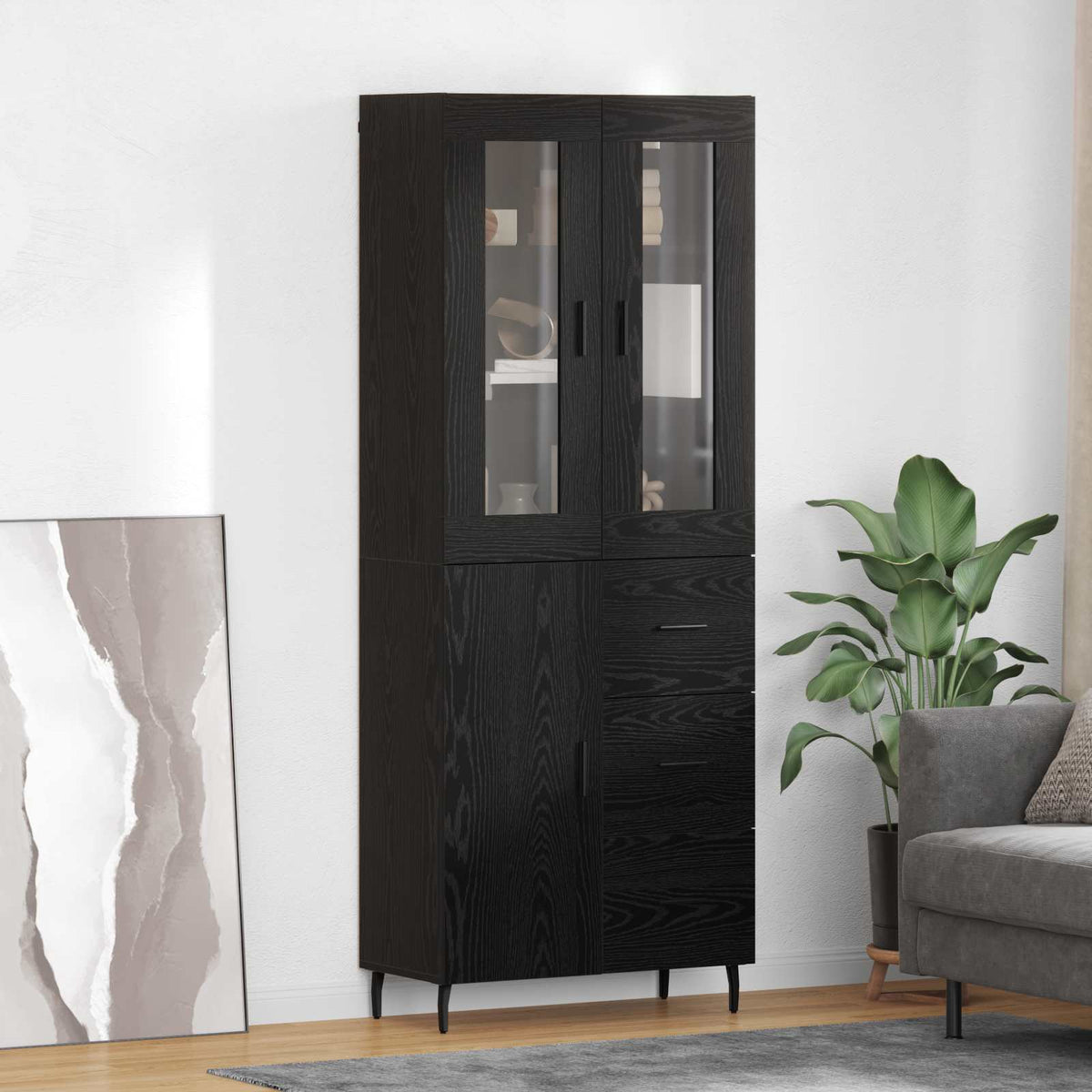 Haut Armoire 2 pc Chêne noir 69,5 x 34 x 180 cm - XIOS