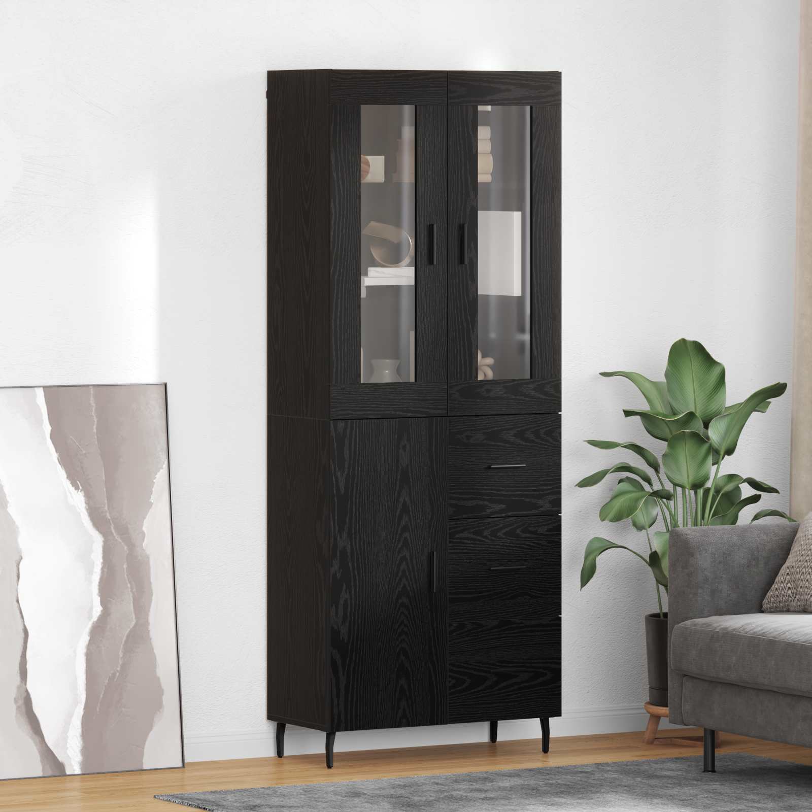 Haut Armoire 2 pc Chêne noir 69,5 x 34 x 180 cm