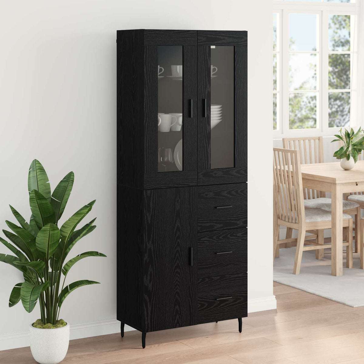 Haut Armoire 2 pc Chêne noir 69,5 x 34 x 180 cm - XIOS