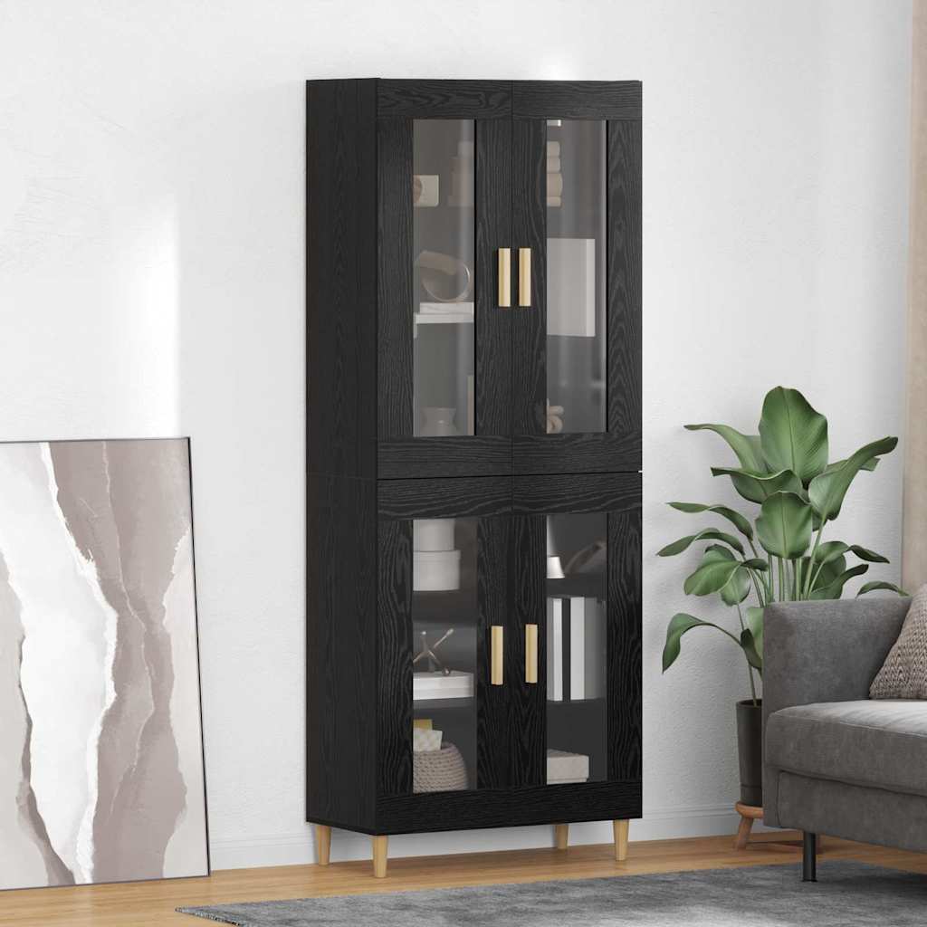 Haut Armoire Montage mural 2 pcs Chêne noir Bois d'ingénierie - XIOS
