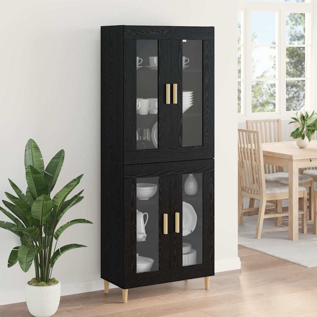 Haut Armoire Montage mural 2 pcs Chêne noir Bois d'ingénierie - XIOS
