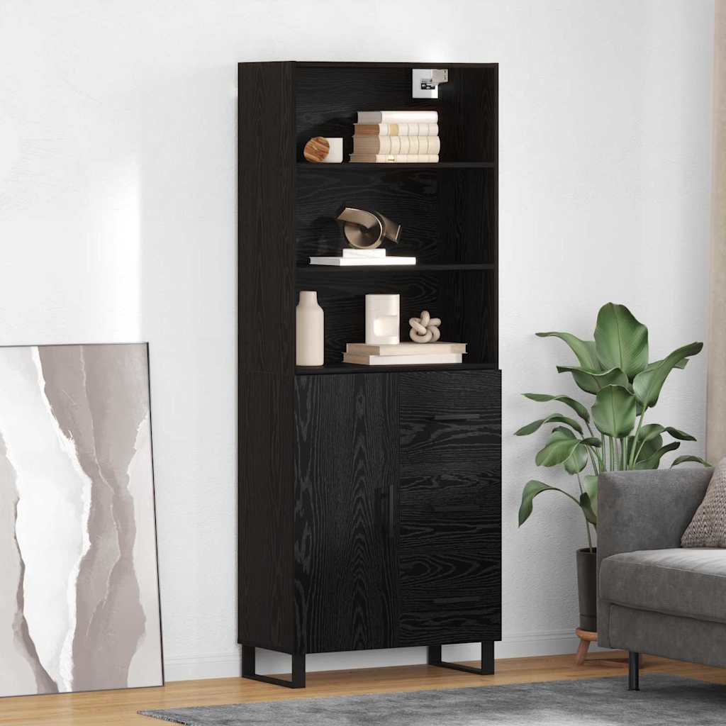 Haut Armoire Montage mural 2 pcs Chêne noir Bois d'ingénierie - XIOS