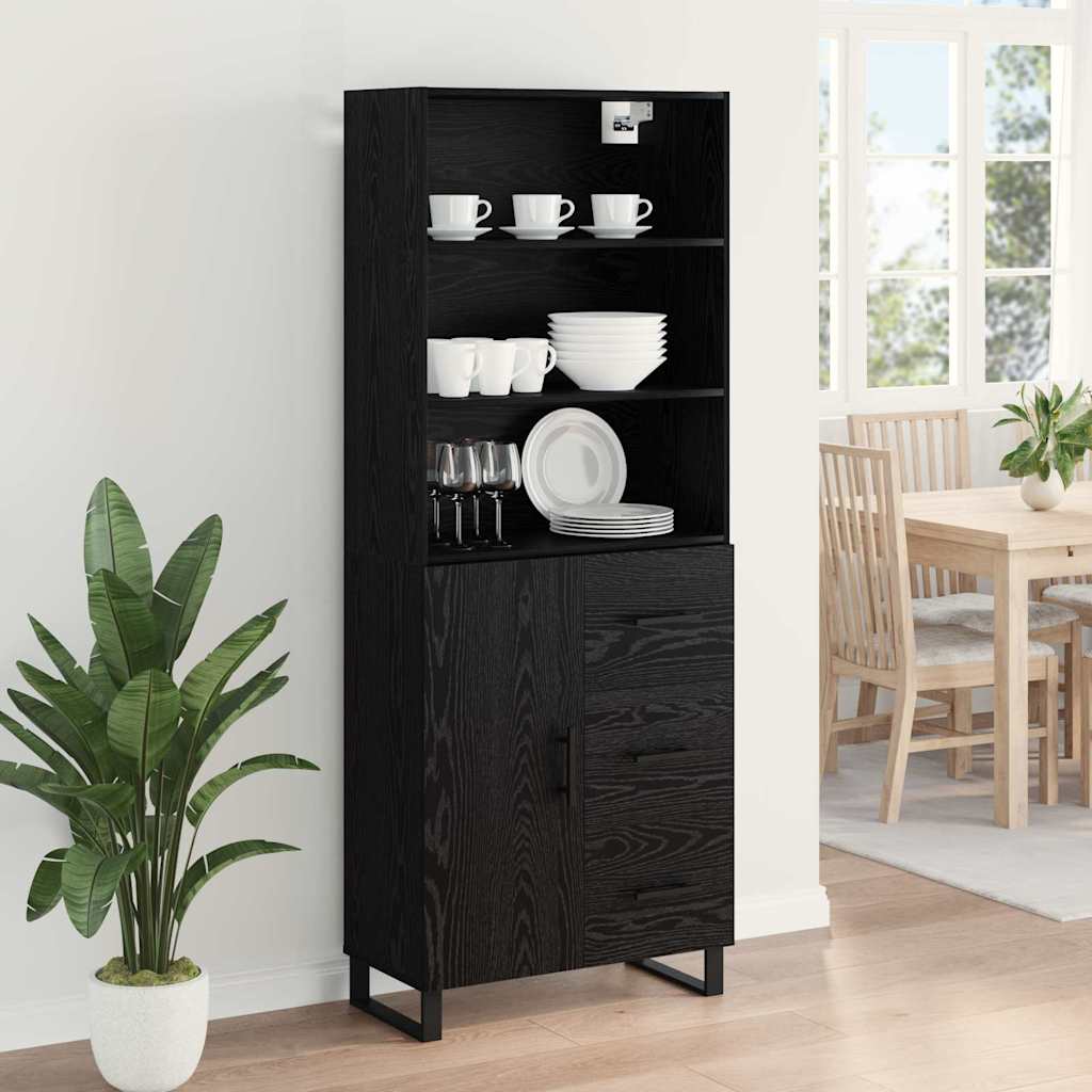 Haut Armoire avec tiroir 2 pcs Chêne noir Bois d'ingénierie - XIOS