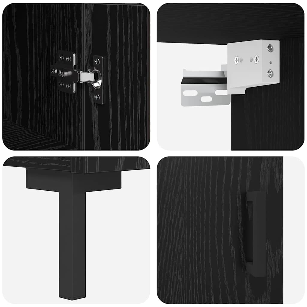 Haut Armoire Montage mural 2 pcs Chêne noir Bois d'ingénierie - XIOS