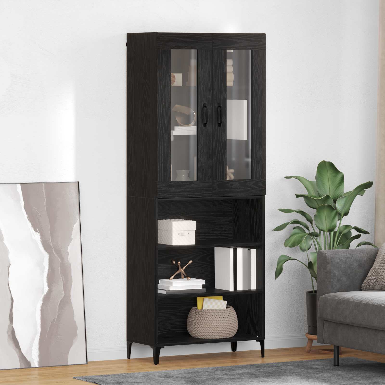 Haut Armoire Chêne noir 69,5 x 34 x 180 cm Bois d'ingénierie - XIOS