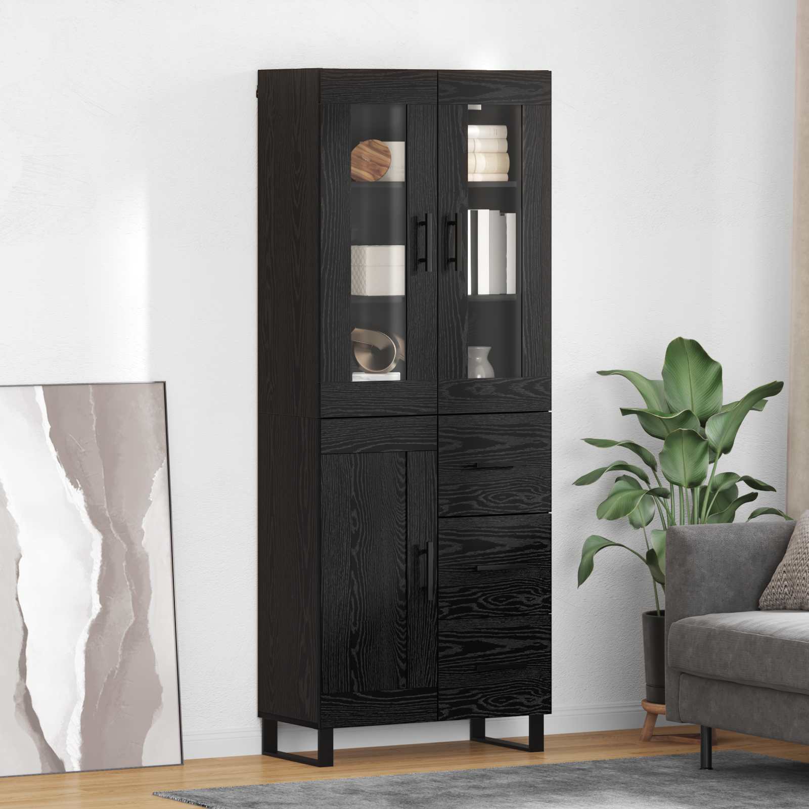 Haut Armoire 2 pc Chêne noir 69,5 x 34 x 180 cm
