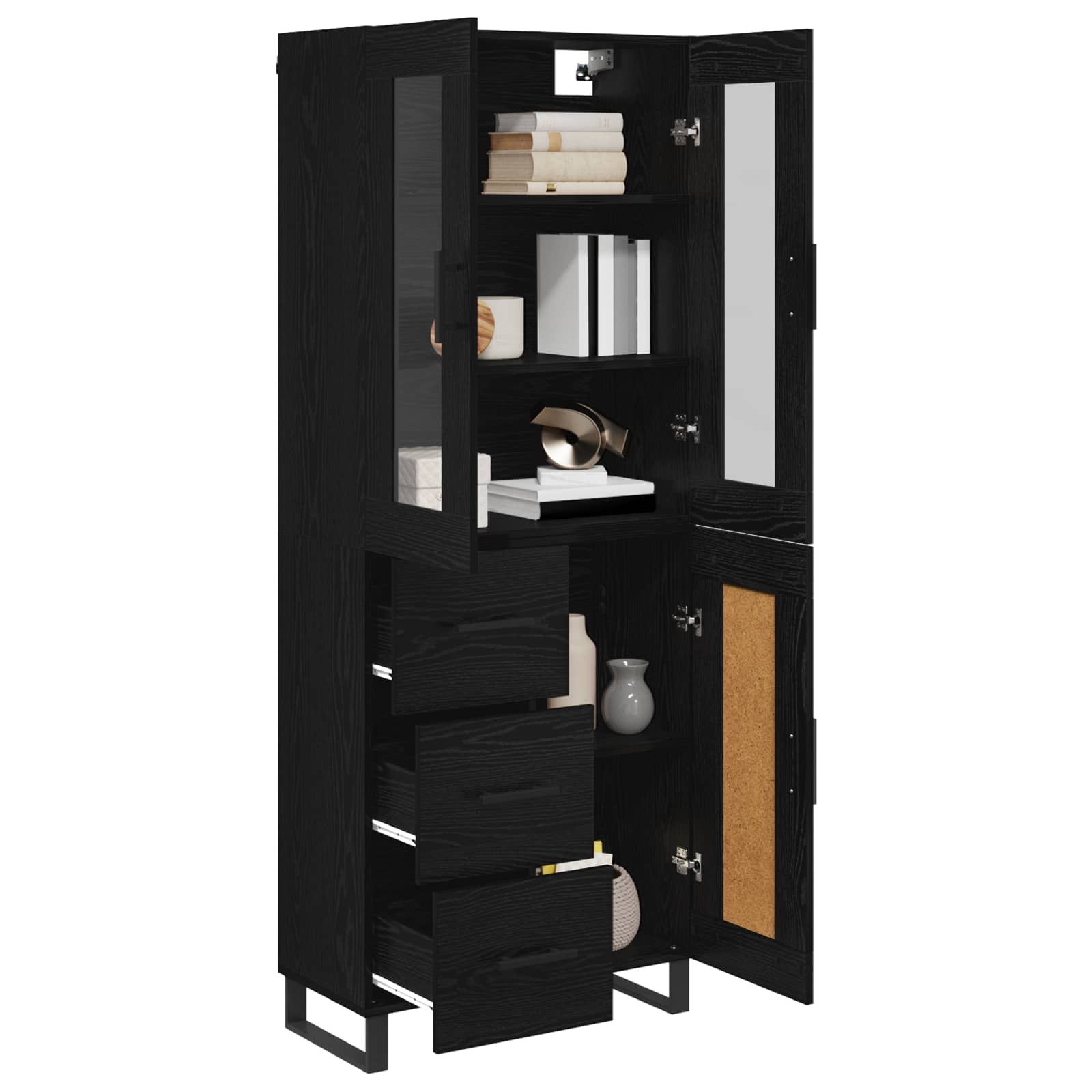 Haut Armoire 2 pc Chêne noir 69,5 x 34 x 180 cm