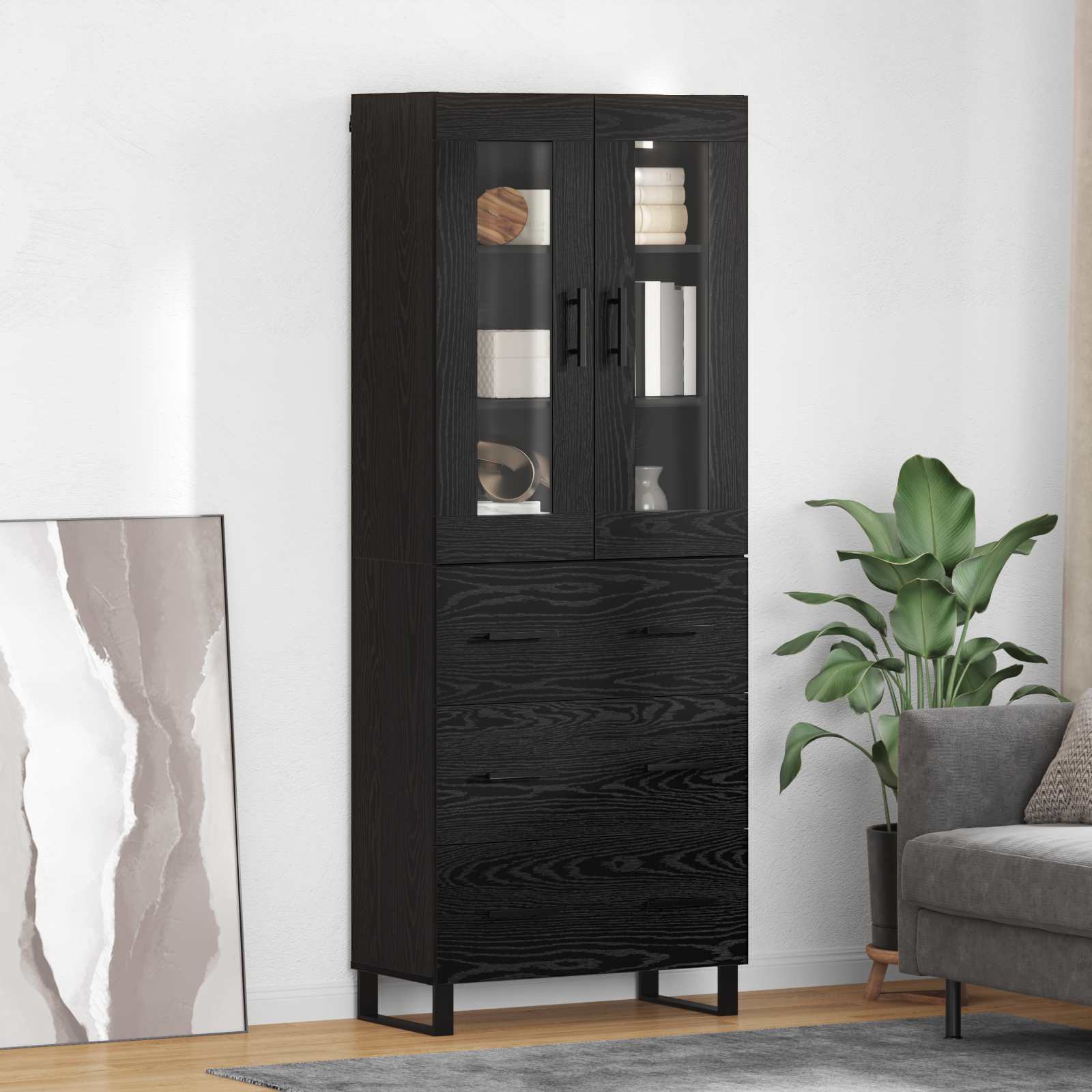 Haut Armoire 2 pc Chêne noir 69,5 x 34 x 180 cm
