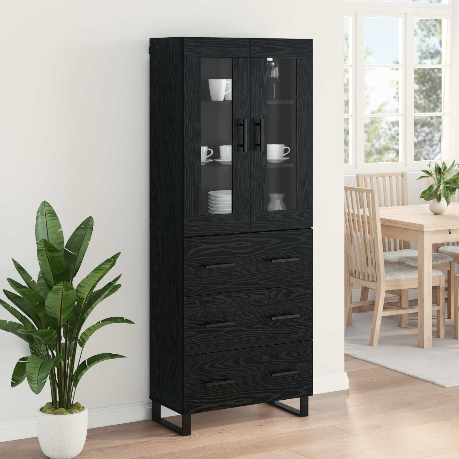 Haut Armoire 2 pc Chêne noir 69,5 x 34 x 180 cm
