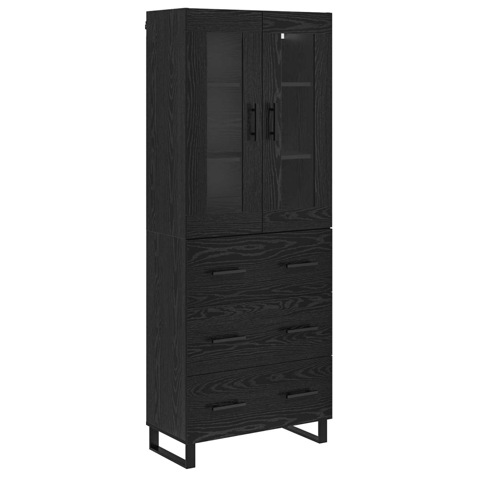 Haut Armoire 2 pc Chêne noir 69,5 x 34 x 180 cm