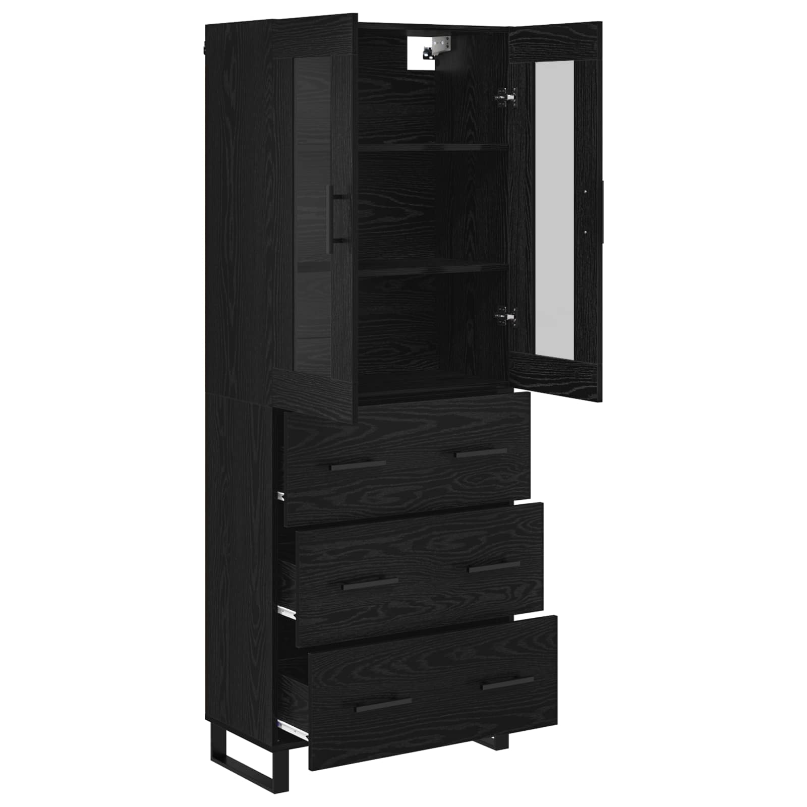 Haut Armoire 2 pc Chêne noir 69,5 x 34 x 180 cm