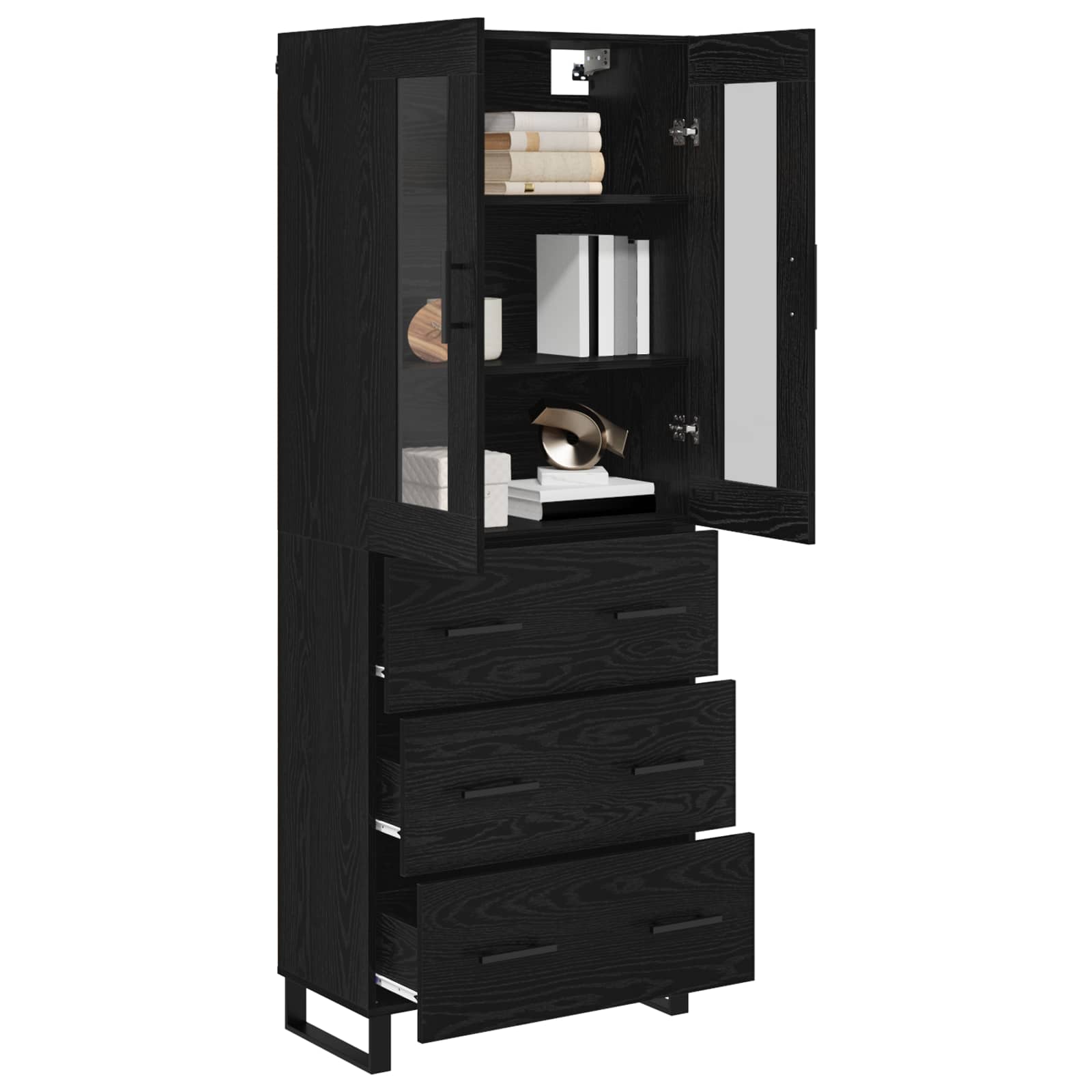 Haut Armoire 2 pc Chêne noir 69,5 x 34 x 180 cm
