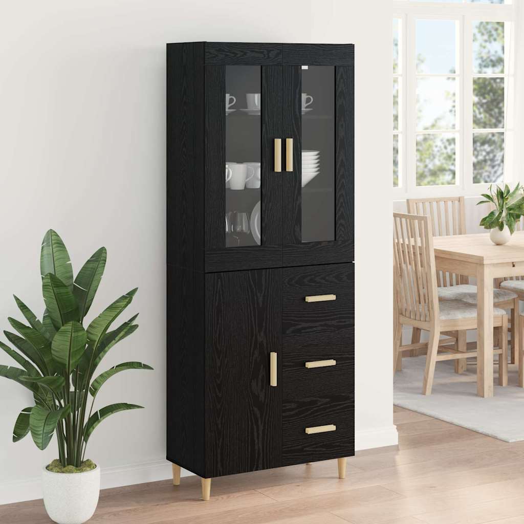 Haut Armoire Montage mural 2 pcs Chêne noir Bois d'ingénierie - XIOS