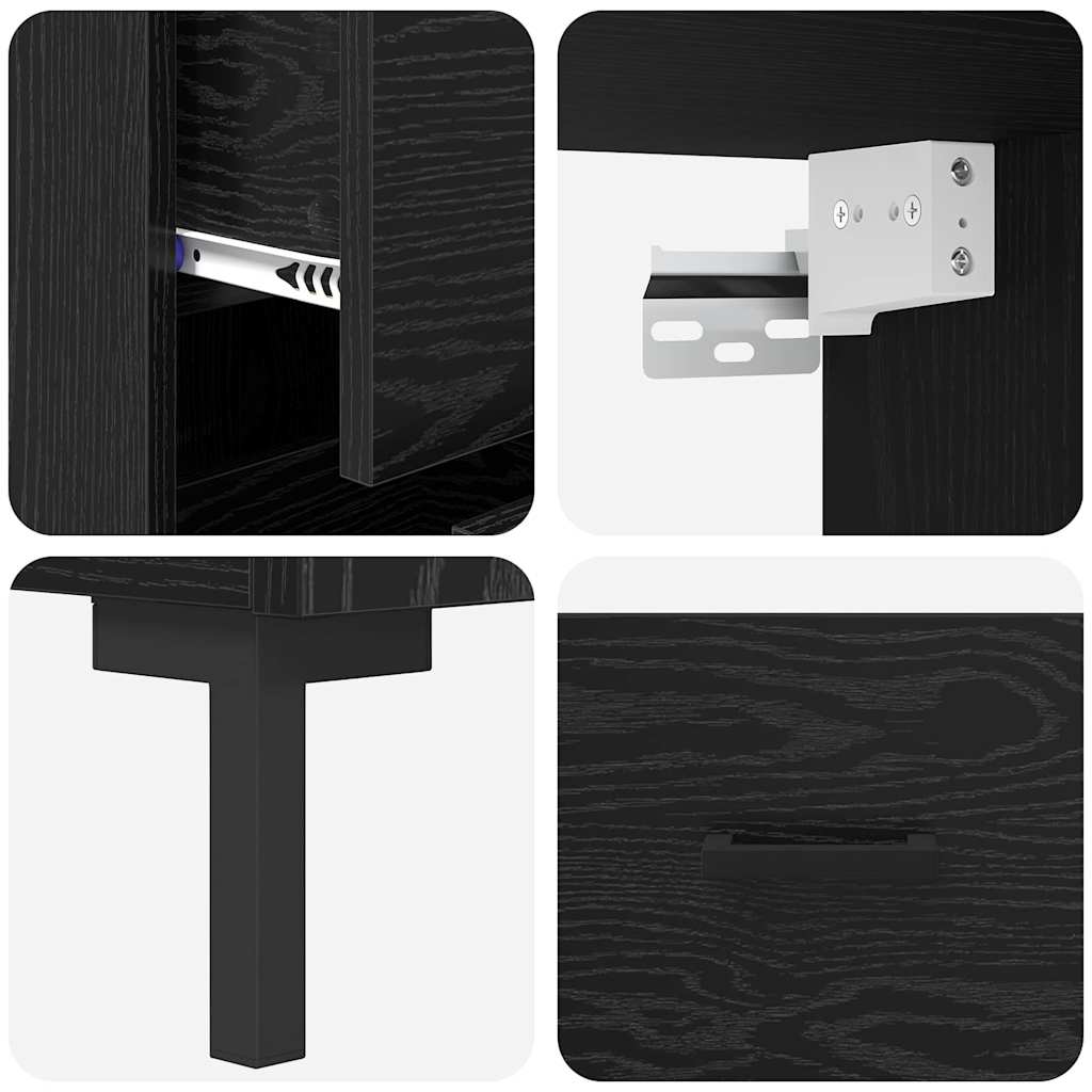 Haut Armoire Montage mural 2 pcs Chêne noir Bois d'ingénierie - XIOS