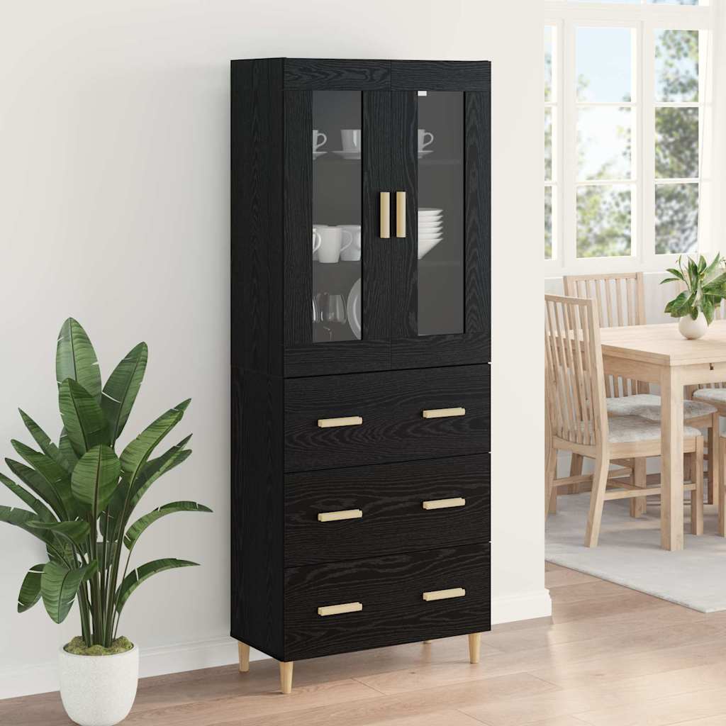 Haut Armoire avec tiroir Chêne noir 69,5 x 34 x 180 cm - XIOS
