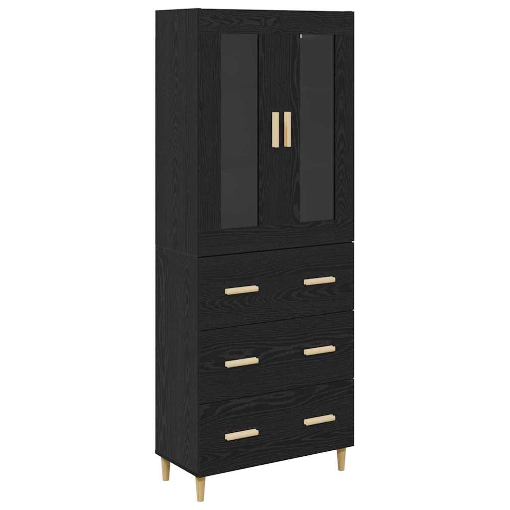 Haut Armoire Montage mural 2 pcs Chêne noir Bois d'ingénierie - XIOS
