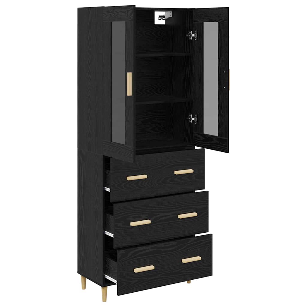 Haut Armoire avec tiroir Chêne noir 69,5 x 34 x 180 cm - XIOS