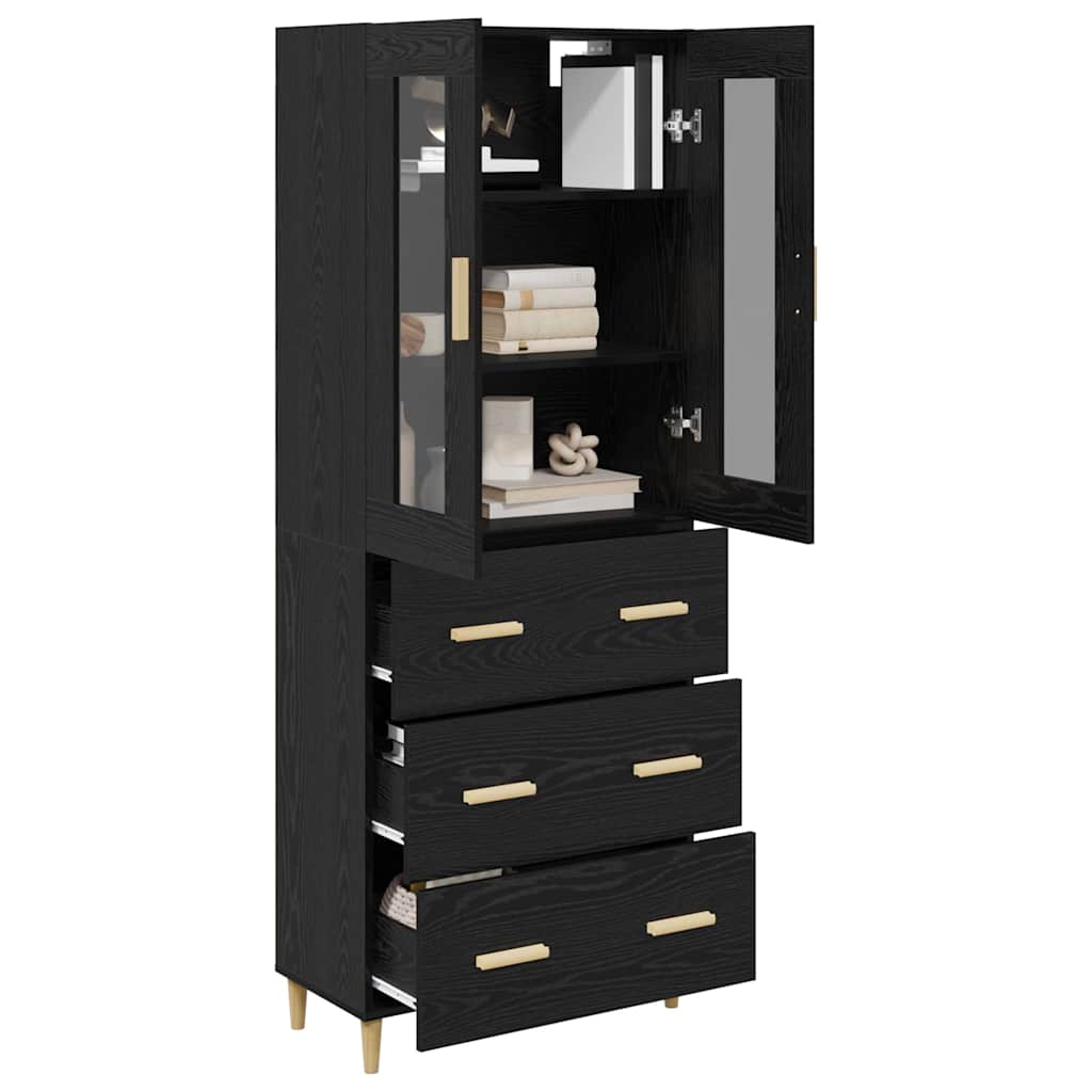 Haut Armoire avec tiroir Chêne noir 69,5 x 34 x 180 cm - XIOS