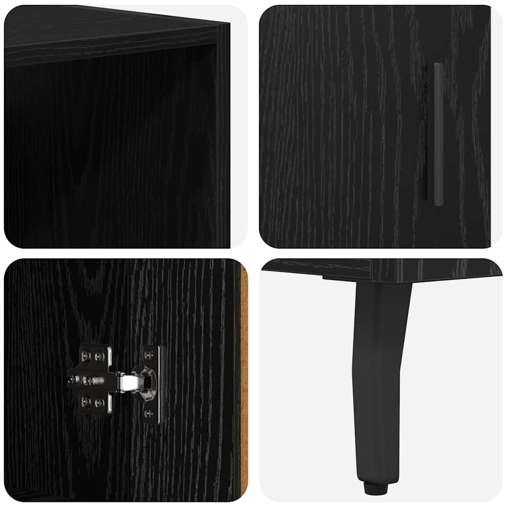 Haut Armoire Montage mural 2 pcs Chêne noir 69,5 x 34 x 180 cm - XIOS