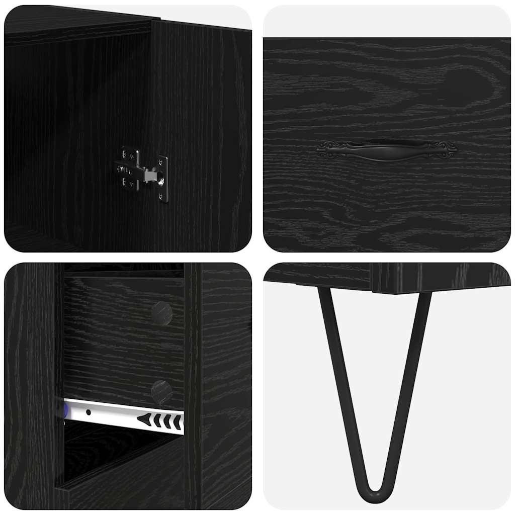 Haut Armoire Montage mural 2 pcs Chêne noir Bois d'ingénierie - XIOS