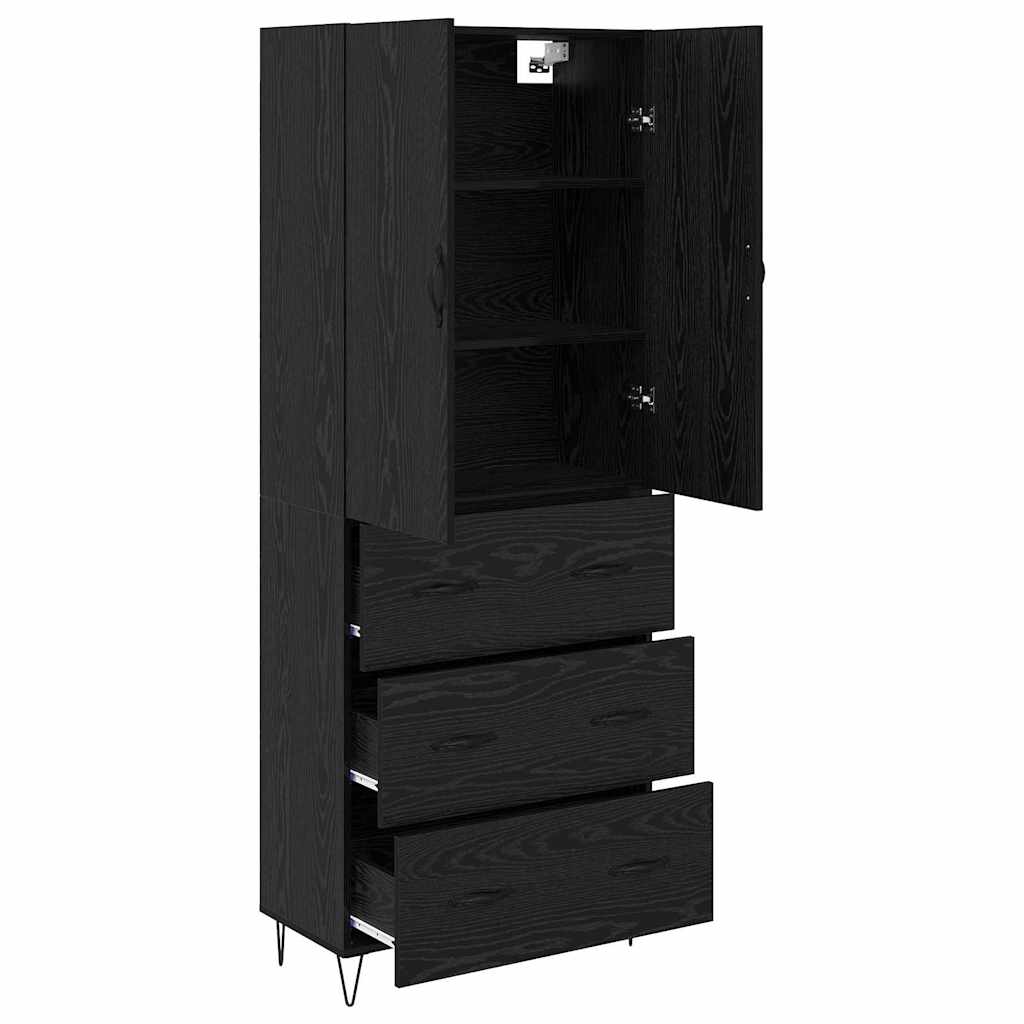 Haut Armoire 2 pc Chêne noir 69,5 x 34 x 180 cm