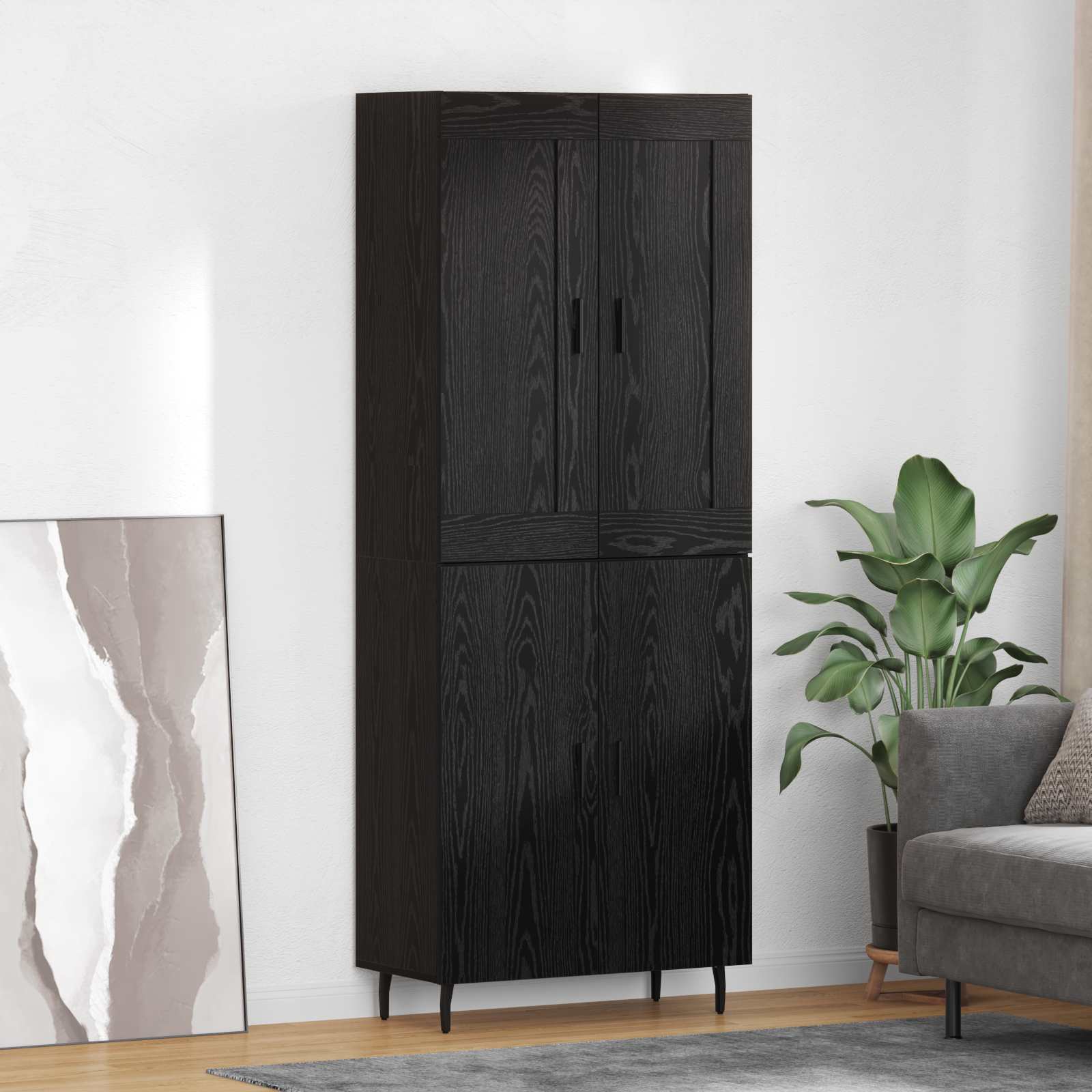 Haut Armoire 2 pcs Chêne noir Bois Aggloméré et Verre - XIOS